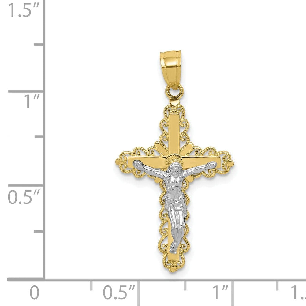 Lovely Rita's Pendants & Charms 10k Two Tone Gold Filigree Crucifix Pendant