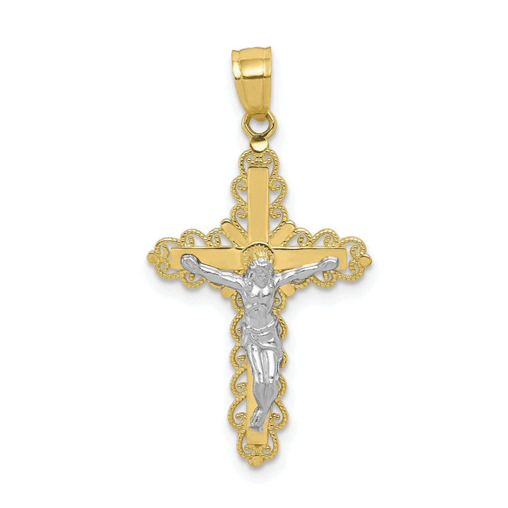 Lovely Rita's Pendants & Charms 10k Two Tone Gold Filigree Crucifix Pendant