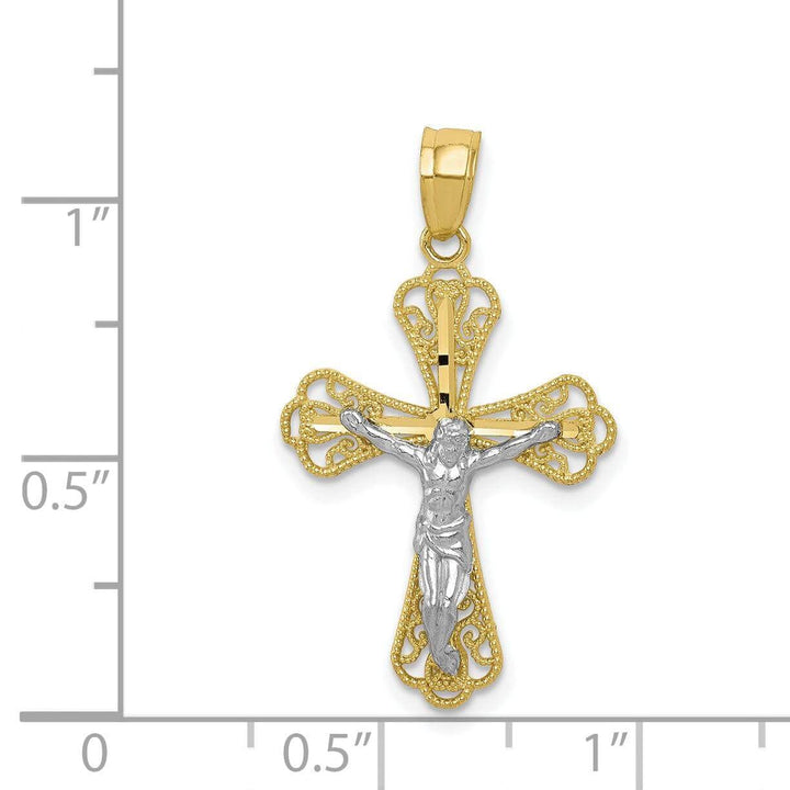 Lovely Rita's Pendants & Charms 10k Two Tone Gold Filigree Crucifix Pendant