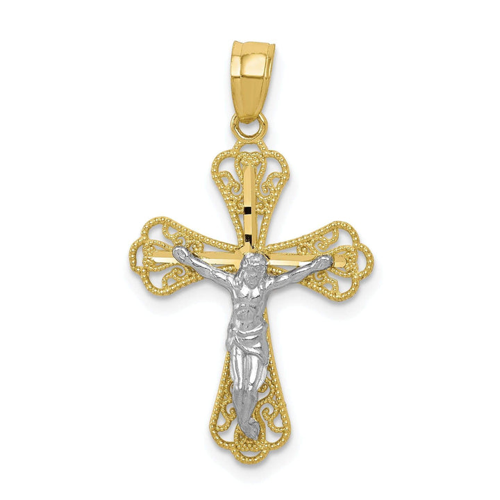 Lovely Rita's Pendants & Charms 10k Two Tone Gold Filigree Crucifix Pendant