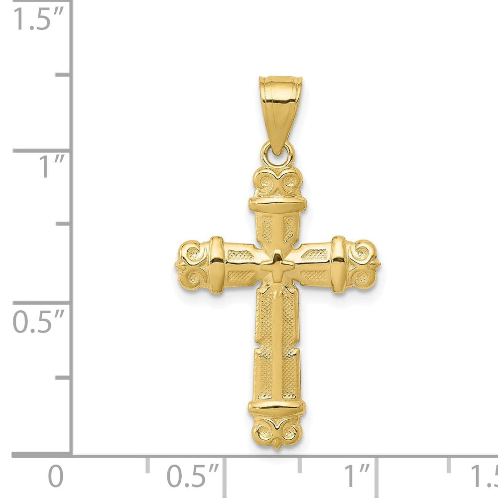 Lovely Rita's Pendants & Charms 10k Yellow Gold Fleur de Lis Cross Pendant with Polished Finish