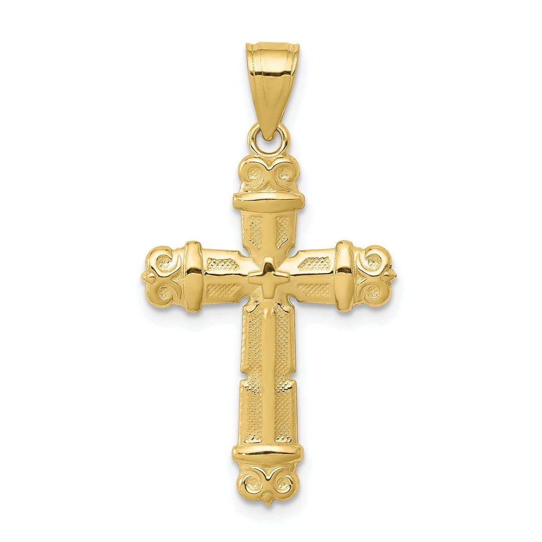 Lovely Rita's Pendants & Charms 10k Yellow Gold Fleur de Lis Cross Pendant with Polished Finish