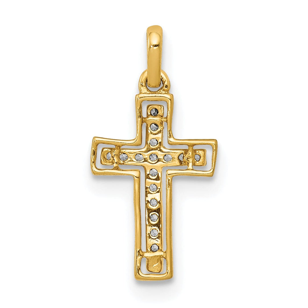 Lovely Rita's Pendants & Charms 14k and White Rhodium 1/20 CT Diamond Classic Cross Pendant