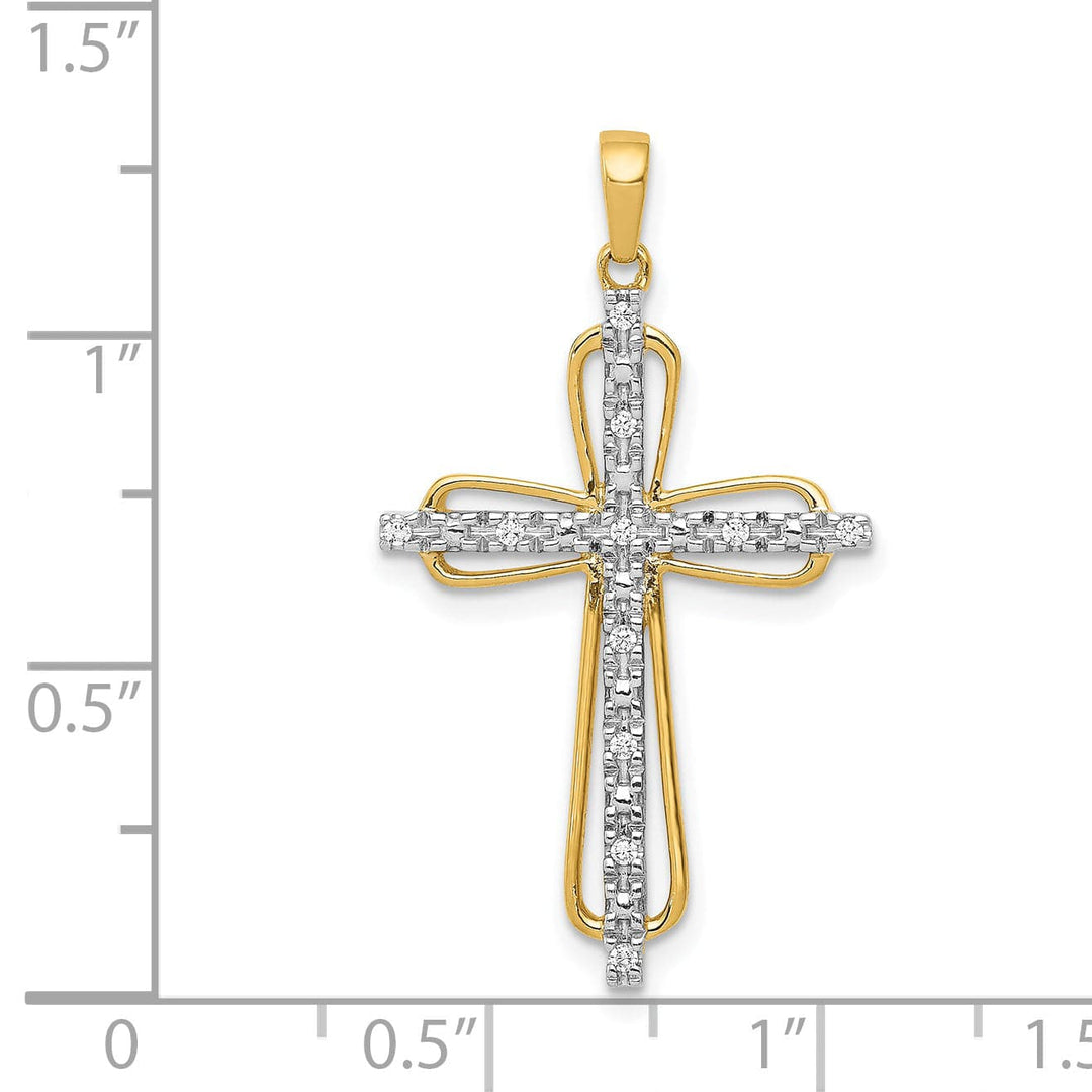 Lovely Rita's Pendants & Charms 14k and White Rhodium 1/20 CT Diamond Cross Pendant