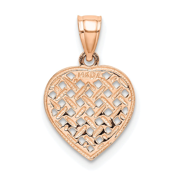 Lovely Rita's Pendants & Charms 14K Gold Rose Polished Textured Finish Woven Filigree Heart Pendant