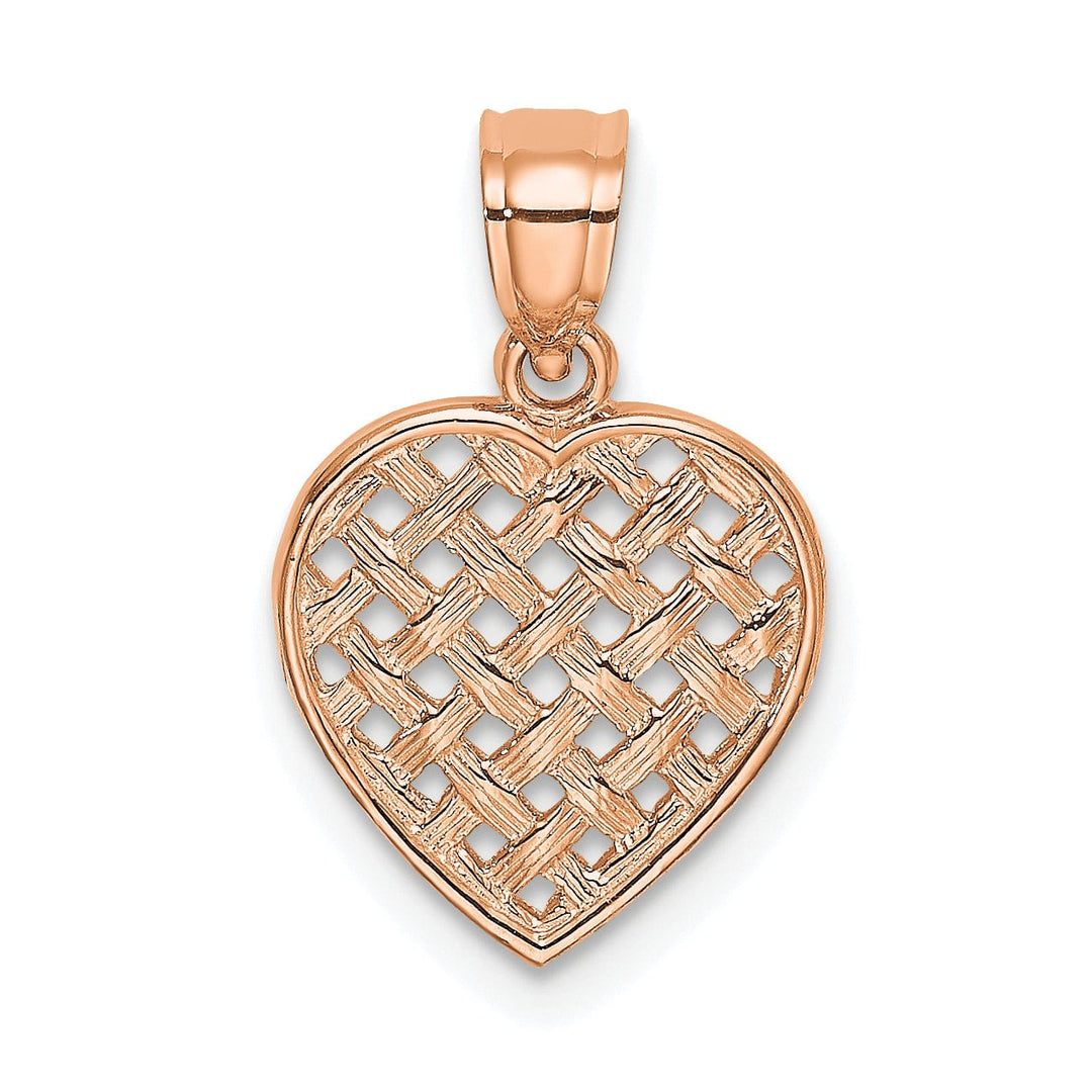 Lovely Rita's Pendants & Charms 14K Gold Rose Polished Textured Finish Woven Filigree Heart Pendant