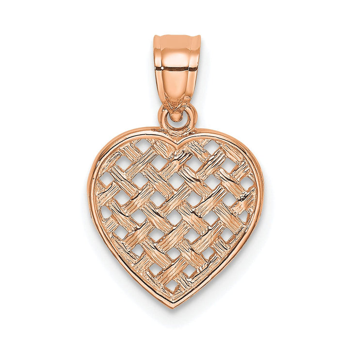 Lovely Rita's Pendants & Charms 14K Gold Rose Polished Textured Finish Woven Filigree Heart Pendant
