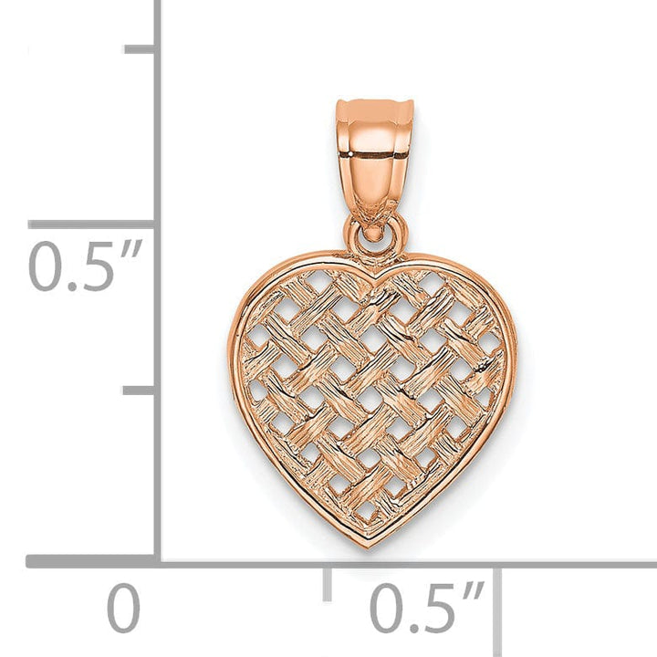Lovely Rita's Pendants & Charms 14K Gold Rose Polished Textured Finish Woven Filigree Heart Pendant