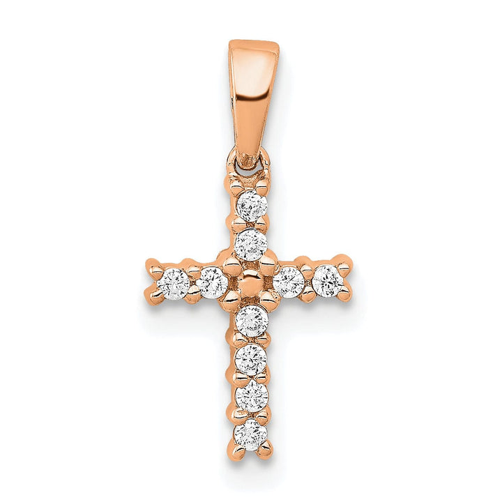 Lovely Rita's Pendants & Charms 14k Rose Gold 1/10 CT Diamond Latin Design Cross Pendant