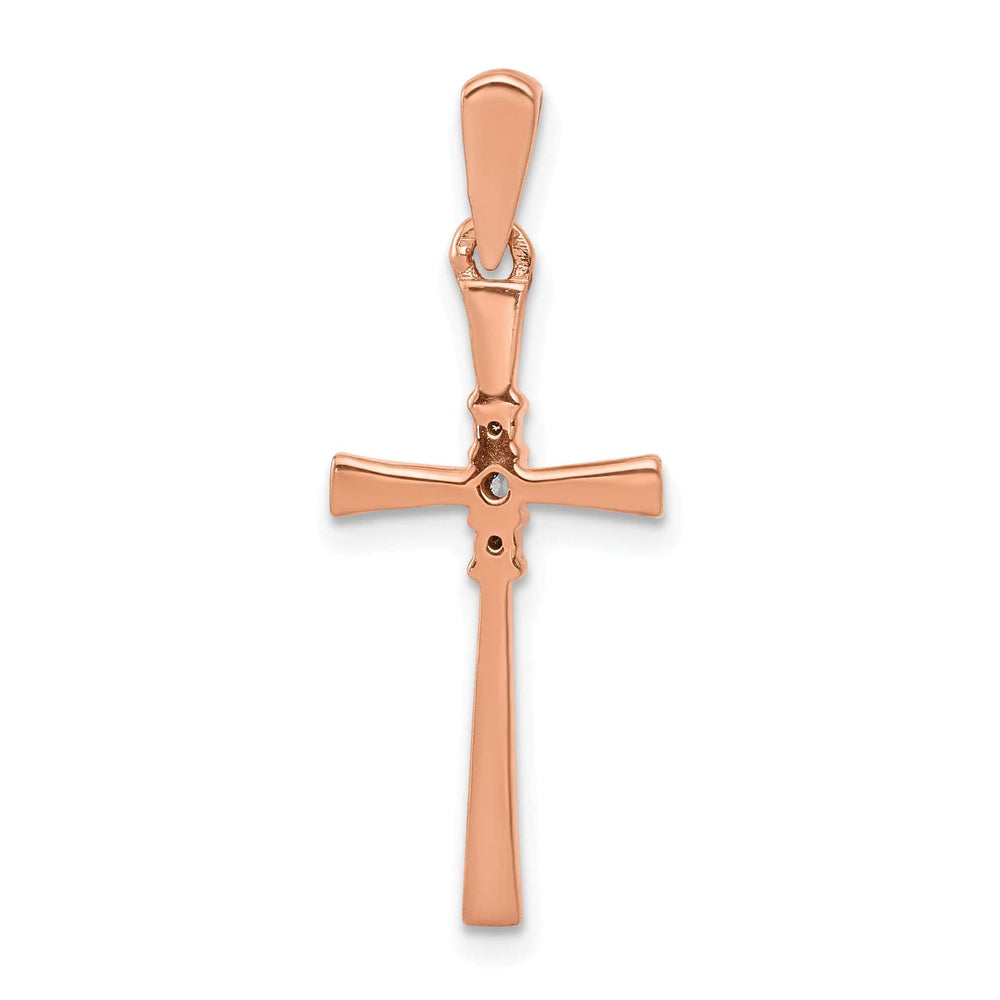 Lovely Rita's Pendants & Charms 14k Rose Gold 1/20 CT Diamond Sleek Design Cross Pendant