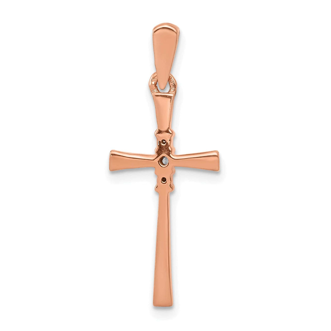 Lovely Rita's Pendants & Charms 14k Rose Gold 1/20 CT Diamond Sleek Design Cross Pendant
