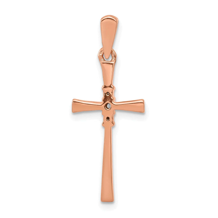 Lovely Rita's Pendants & Charms 14k Rose Gold 1/20 CT Diamond Sleek Design Cross Pendant
