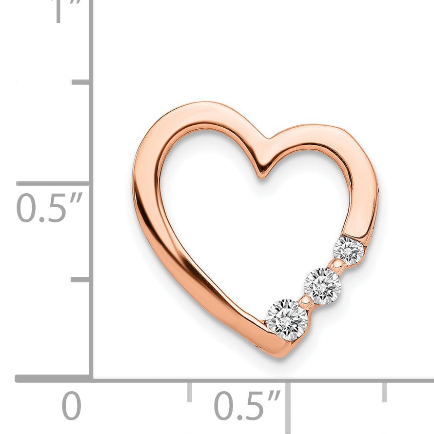 Lovely Rita's Pendants & Charms 14k Rose Gold 1/6ct. Diamond Heart Chain Slide Pendant