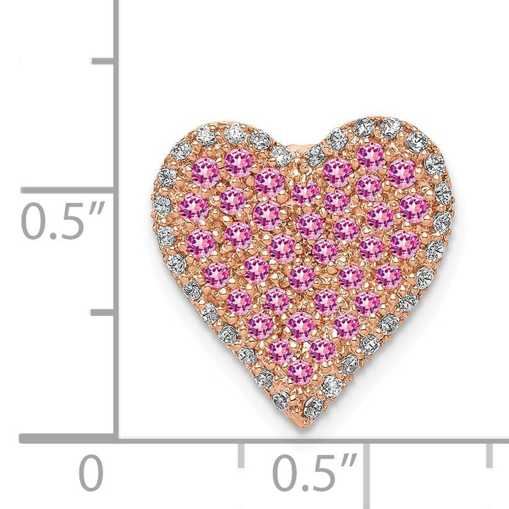 Lovely Rita's Pendants & Charms 14k Rose Gold Diamond Pink Sapphire Vintage Heart Chain Slide