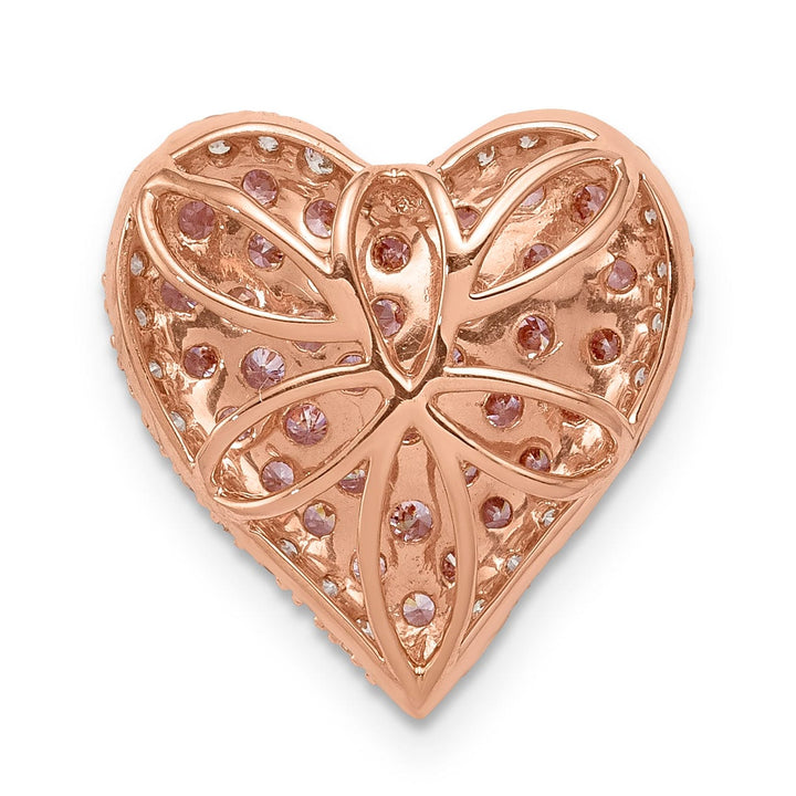 Lovely Rita's Pendants & Charms 14k Rose Gold Diamond Pink Sapphire Vintage Heart Chain Slide