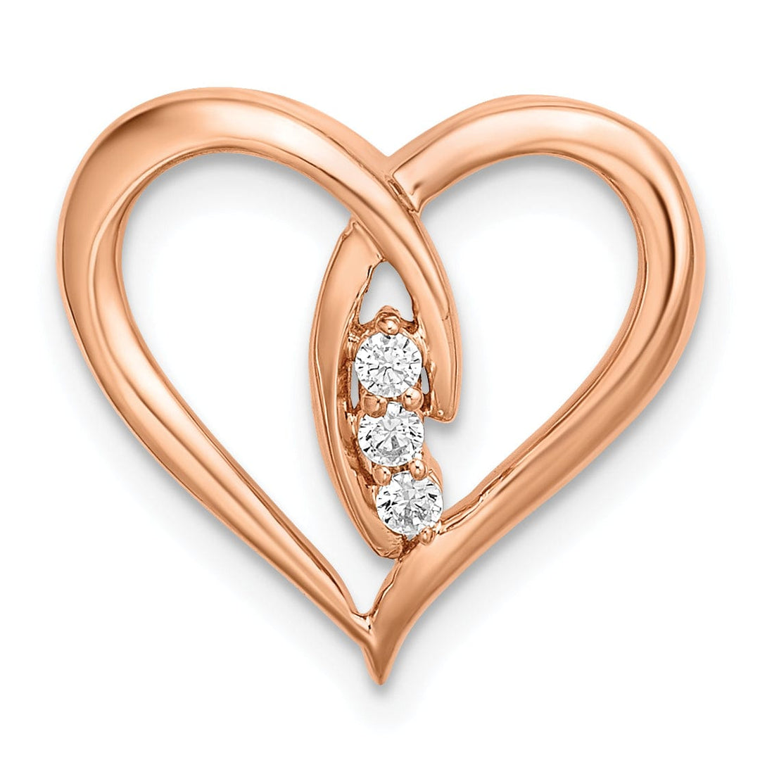 Lovely Rita's Pendants & Charms 14k Rose Gold Diamond Polished Heart Chain Slide Pendant