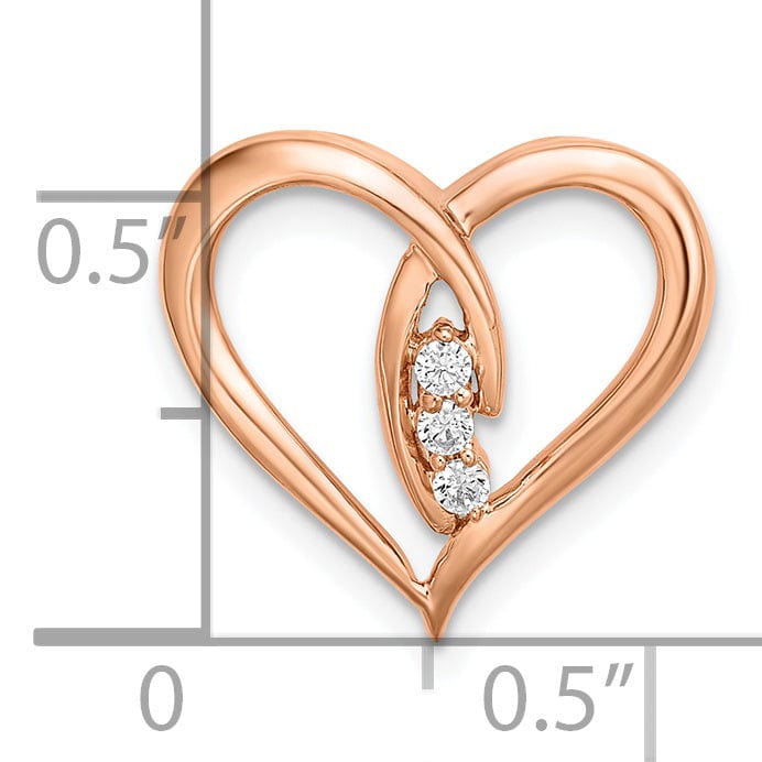 Lovely Rita's Pendants & Charms 14k Rose Gold Diamond Polished Heart Chain Slide Pendant