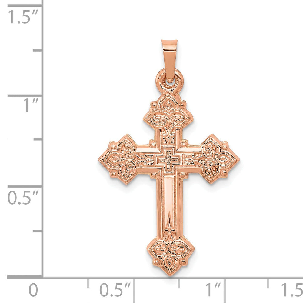 Lovely Rita's Pendants & Charms 14K Rose Gold Fleur de Lis Bold Design Cross Pendant