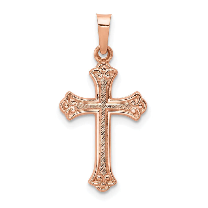 Lovely Rita's Pendants & Charms 14k Rose Gold Fleur de Lis Design Cross Pendant