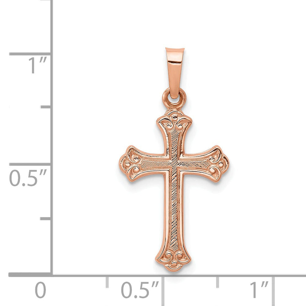 Lovely Rita's Pendants & Charms 14k Rose Gold Fleur de Lis Design Cross Pendant