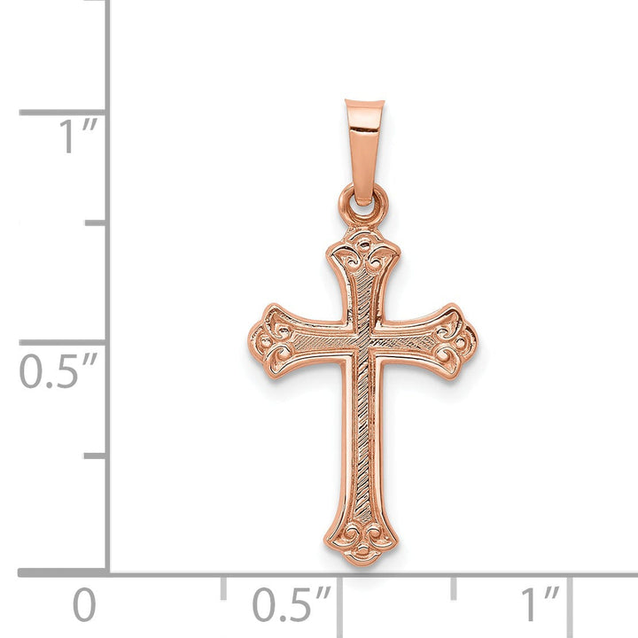 Lovely Rita's Pendants & Charms 14k Rose Gold Fleur de Lis Design Cross Pendant