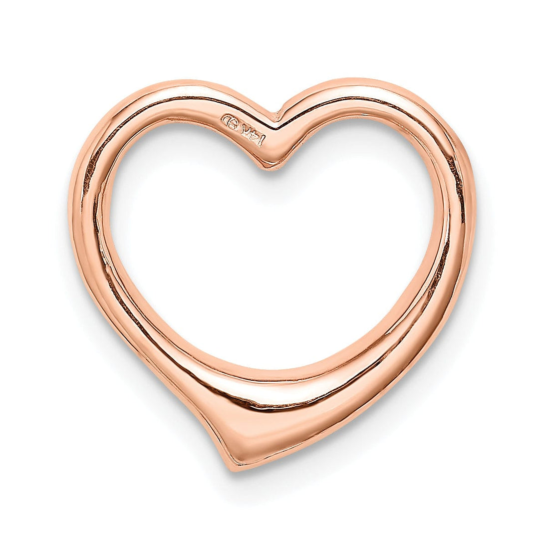 Lovely Rita's Pendants & Charms 14K Rose Gold Polish Finish Heart Design Chain Slide Pendant
