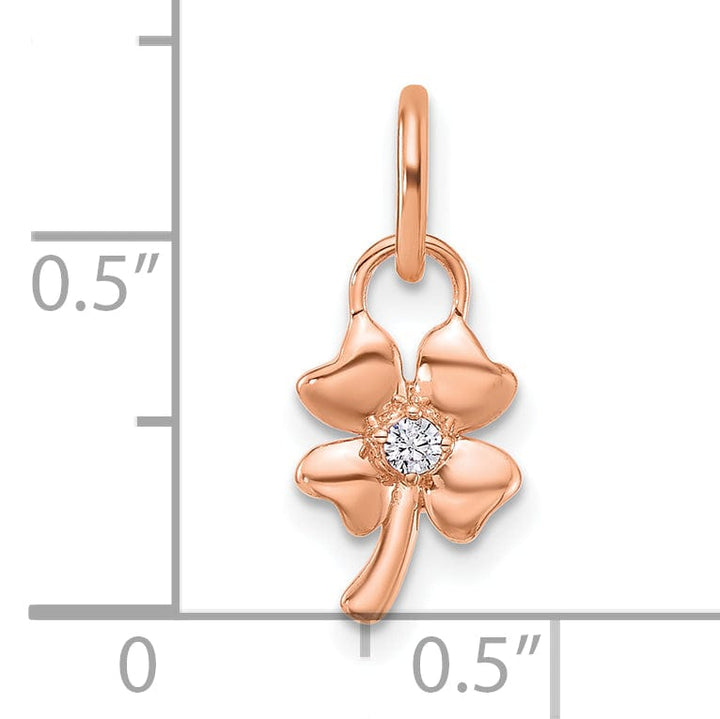 Lovely Rita's Pendants & Charms 14K Rose Gold Polished Diamond Four Leaf Clover Charm Pendant