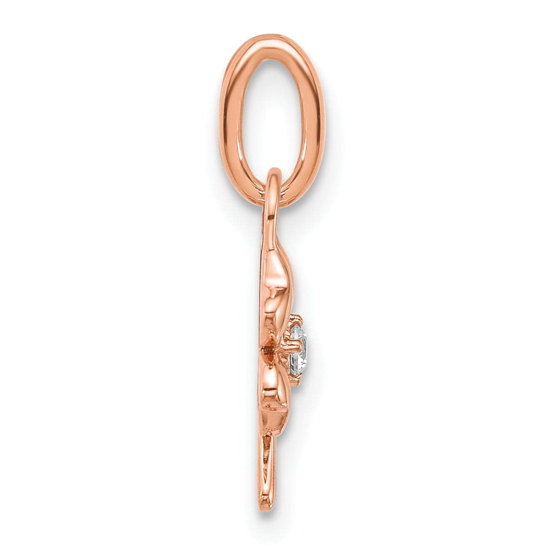 Lovely Rita's Pendants & Charms 14K Rose Gold Polished Diamond Four Leaf Clover Charm Pendant