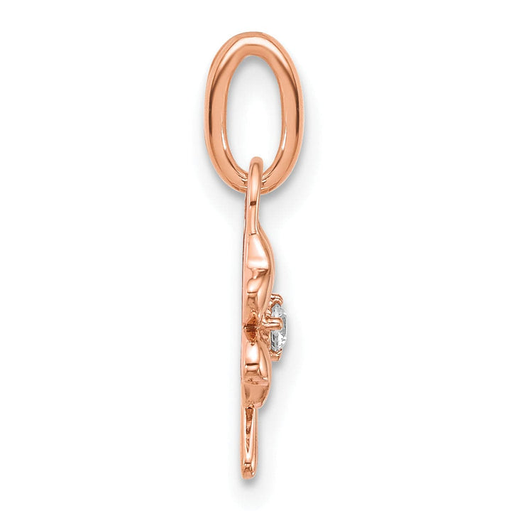 Lovely Rita's Pendants & Charms 14K Rose Gold Polished Diamond Four Leaf Clover Charm Pendant