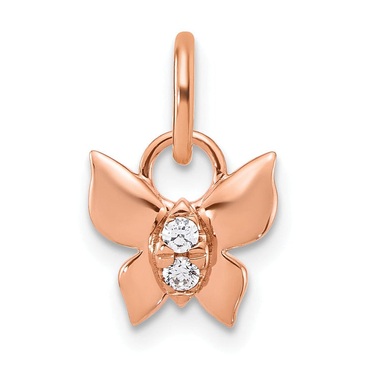 Lovely Rita's Pendants & Charms 14K Rose Gold Polished Finish Diamond Butterfly Charm