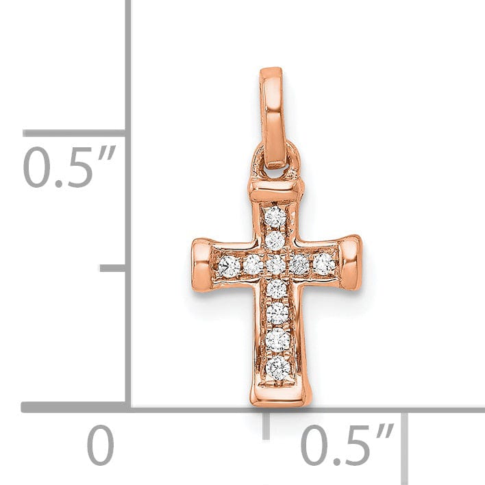 Lovely Rita's Pendants & Charms 14K Rose Gold Small 1/20 CT Diamond Latin Cross Pendant