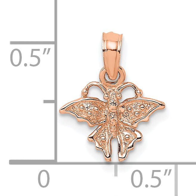 Lovely Rita's Pendants & Charms 14K Rose Gold Textured Finish Mini Butterfly Charm Pendant