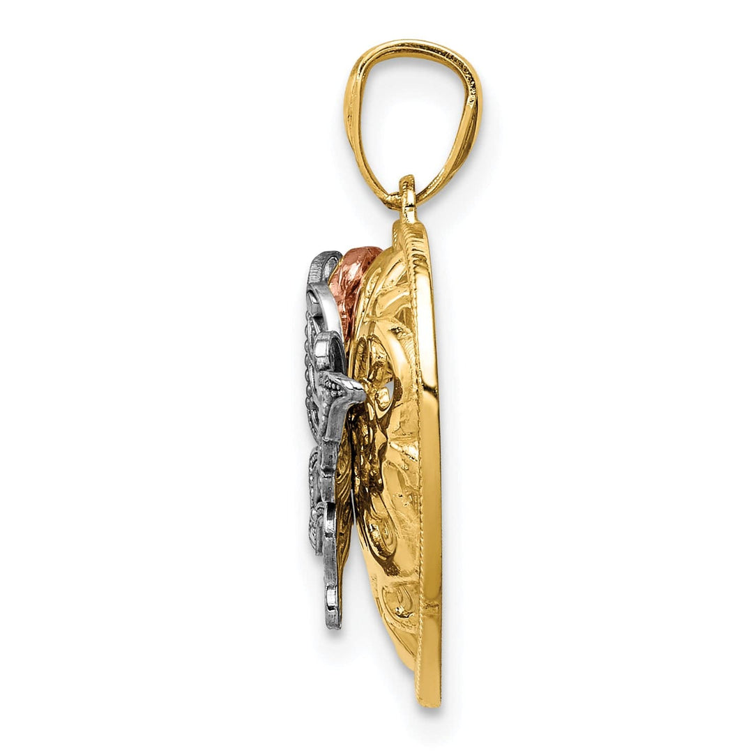 Lovely Rita's Pendants & Charms 14k Tri-Color Gold Butterfly Heart Shape Design Pendant