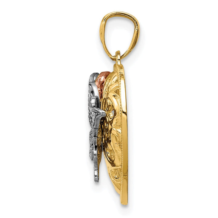 Lovely Rita's Pendants & Charms 14k Tri-Color Gold Butterfly Heart Shape Design Pendant