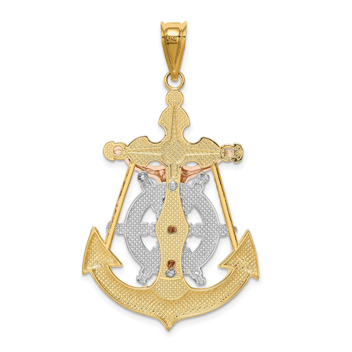 Lovely Rita's Pendants & Charms 14K Tri-Color Gold Ornate Mariner Crucifix Pendant