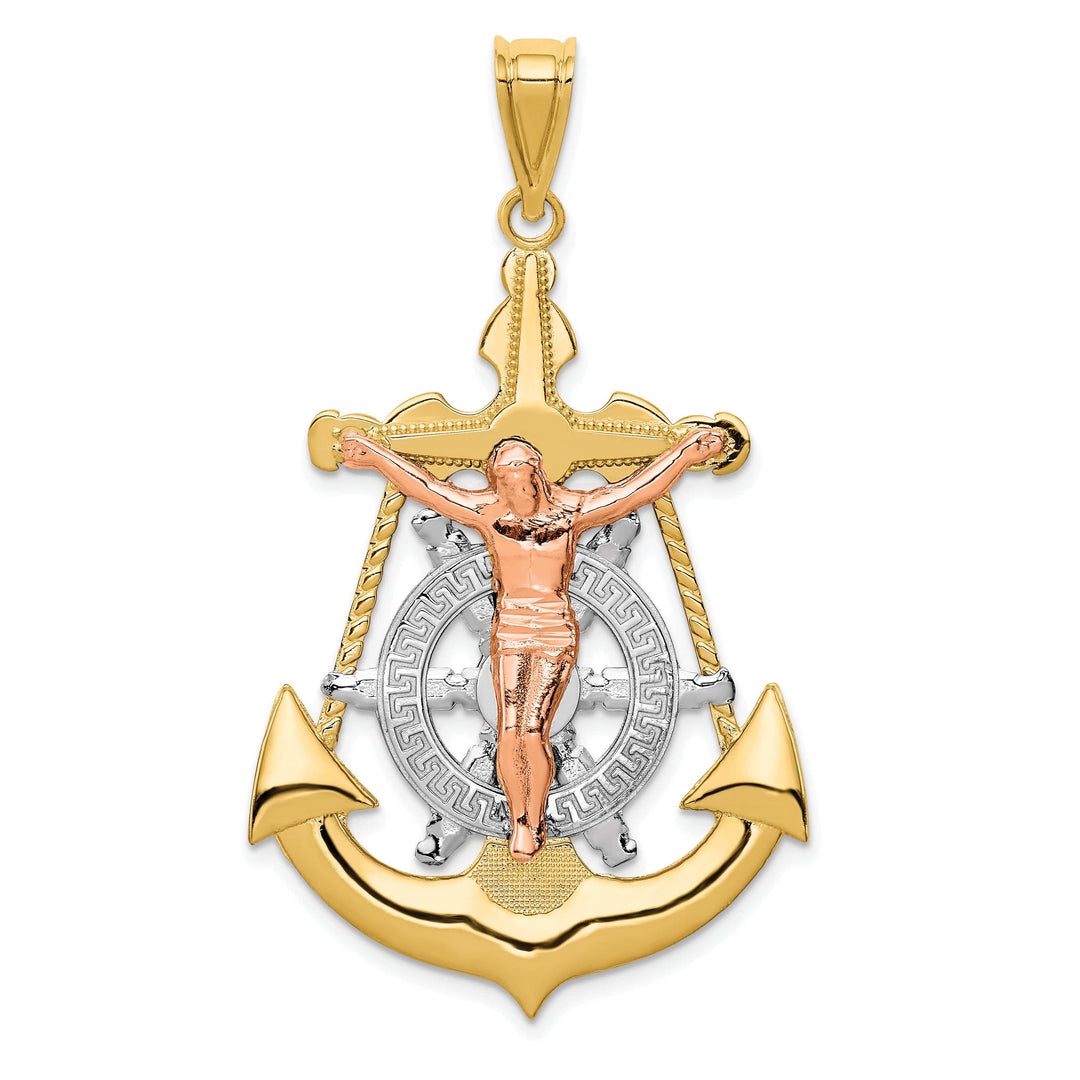 Lovely Rita's Pendants & Charms 14K Tri-Color Gold Ornate Mariner Crucifix Pendant
