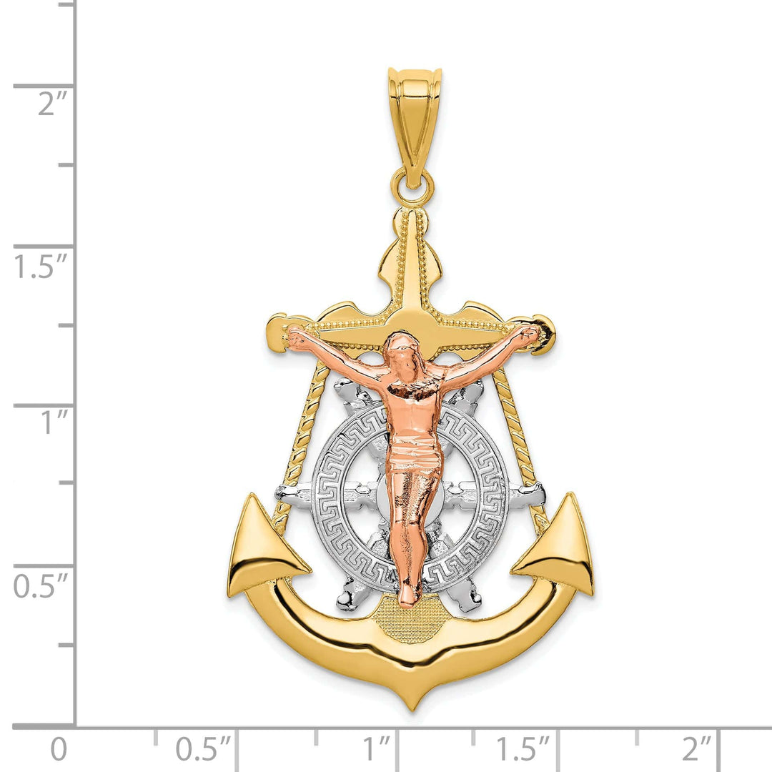 Lovely Rita's Pendants & Charms 14K Tri-Color Gold Ornate Mariner Crucifix Pendant