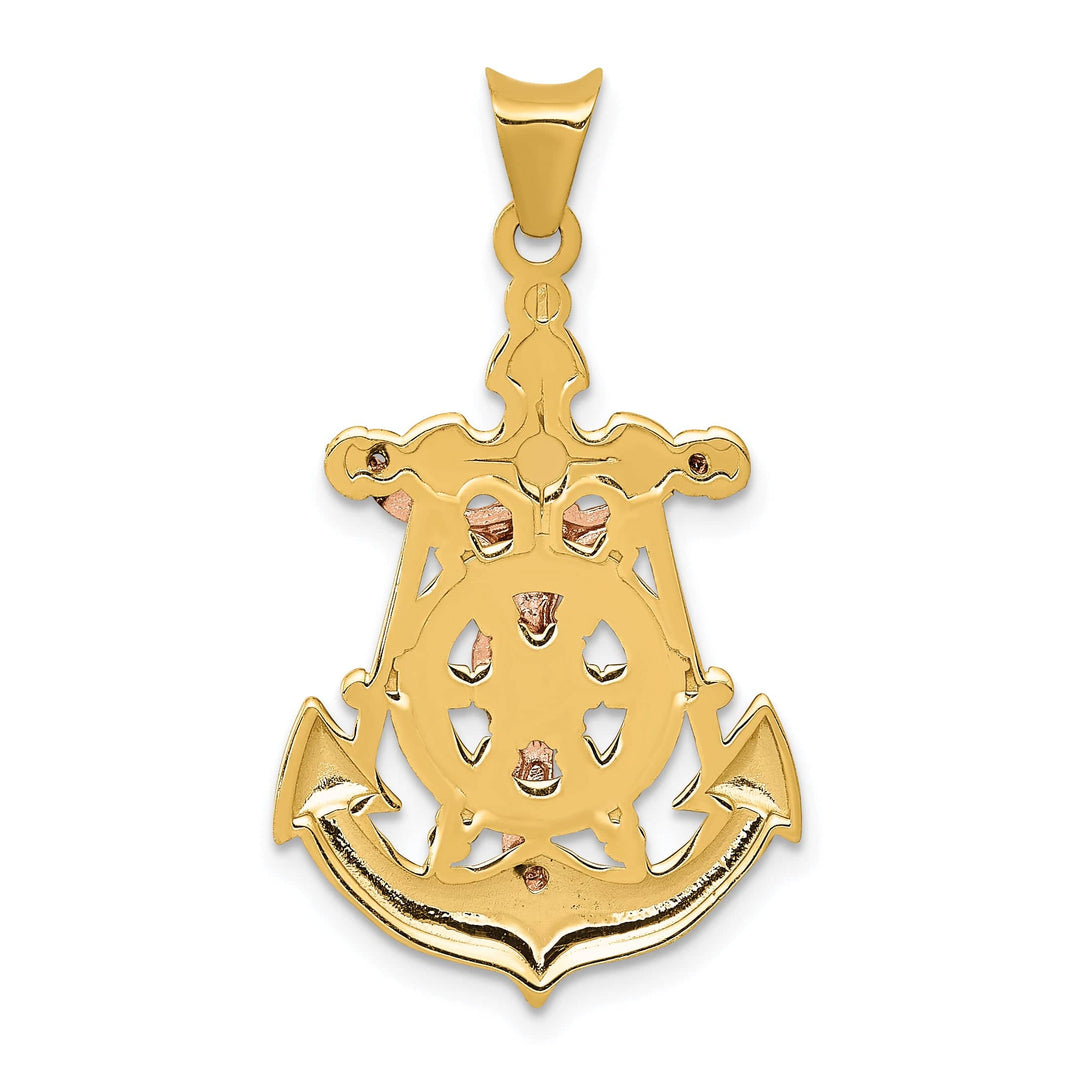 Lovely Rita's Pendants & Charms 14K Tri-Color Gold Polished Mariner Crucifix Pendant
