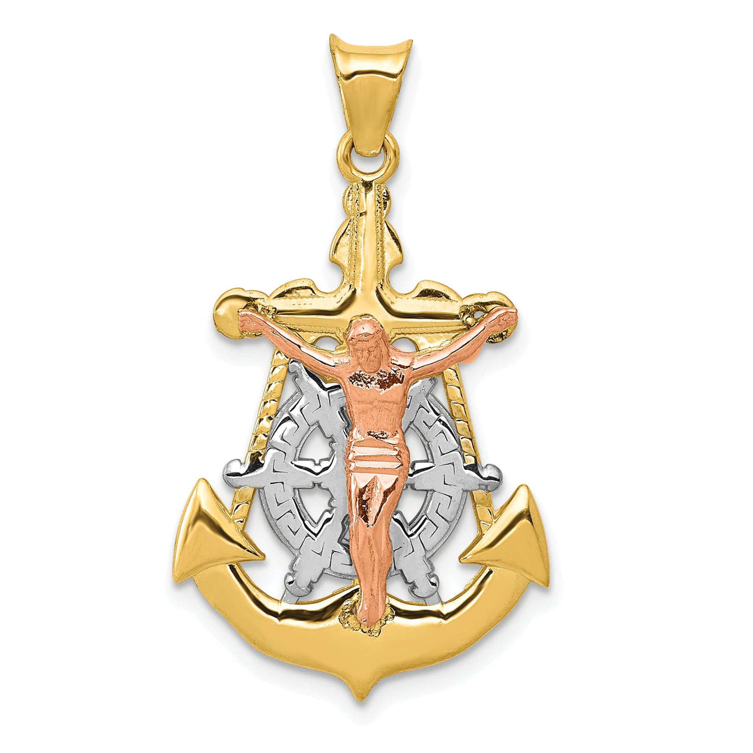 Lovely Rita's Pendants & Charms 14K Tri-Color Gold Polished Mariner Crucifix Pendant