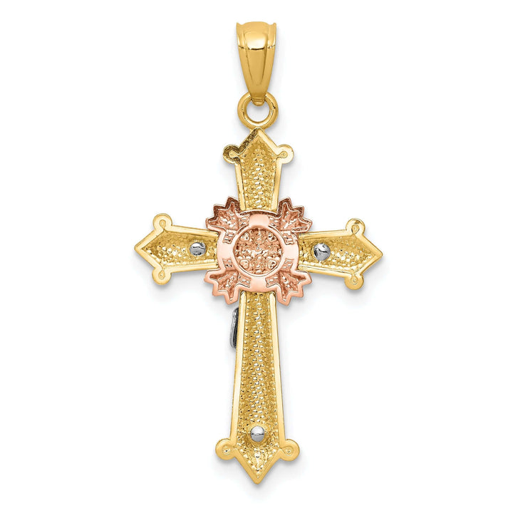 Lovely Rita's Pendants & Charms 14K Tri-Color Gold Timeless Polished Iona Crucifix Cross Pendant