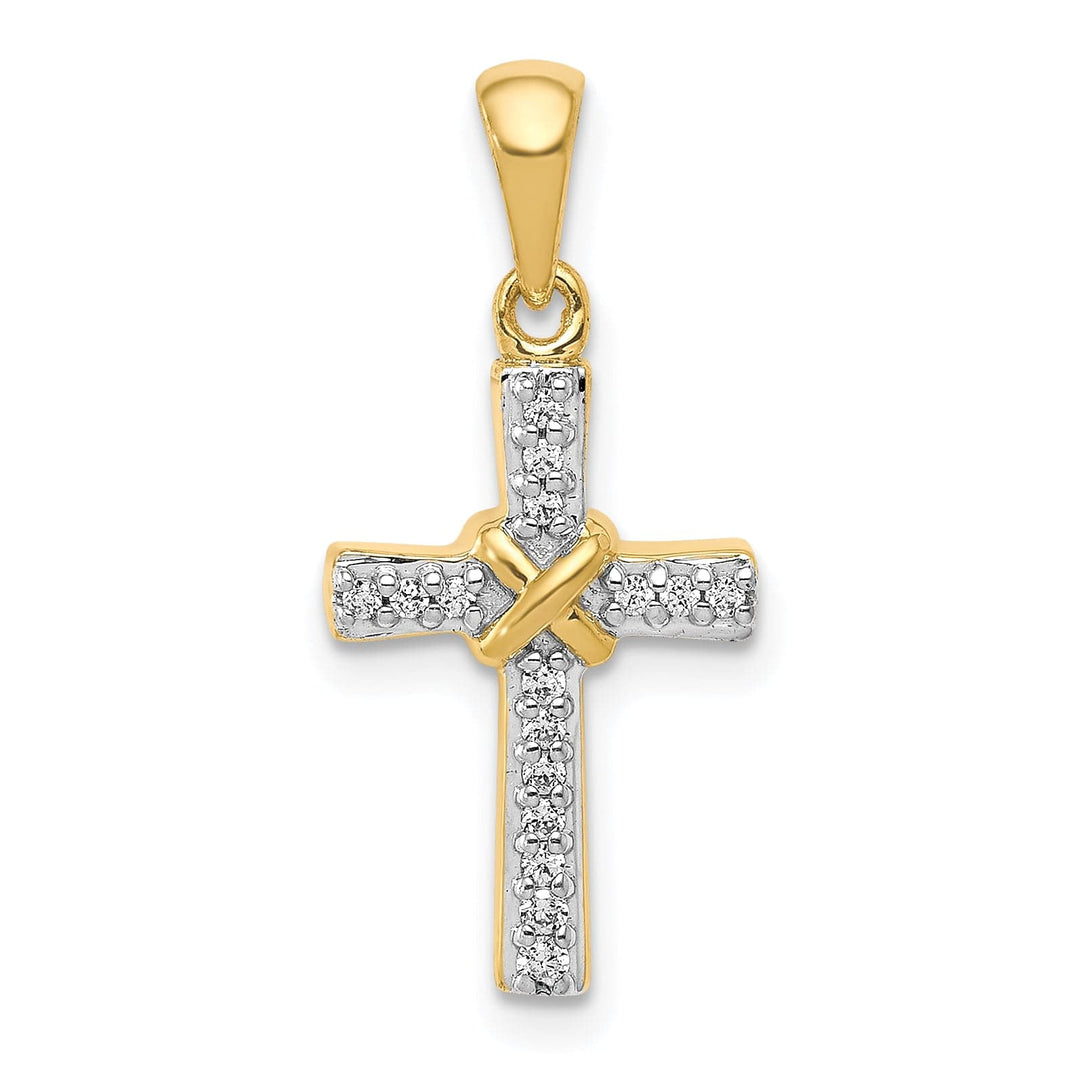 Lovely Rita's Pendants & Charms 14k Two Tone Gold 1/6 CT Diamond Latin Cross Design Pendant