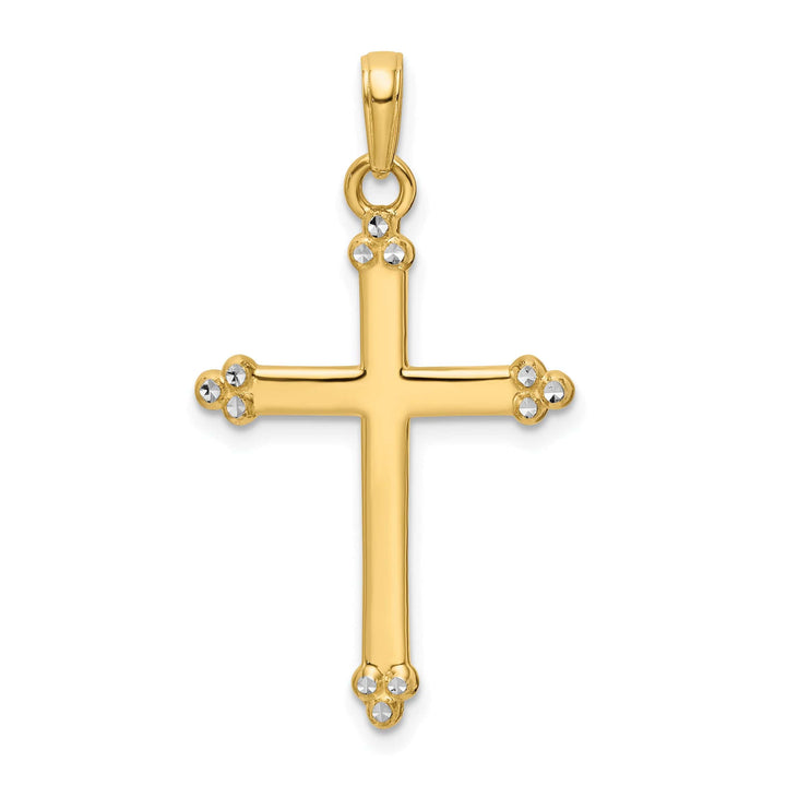 Lovely Rita's Pendants & Charms 14K Two Tone Gold Artistic Design Budded Cross Pendant