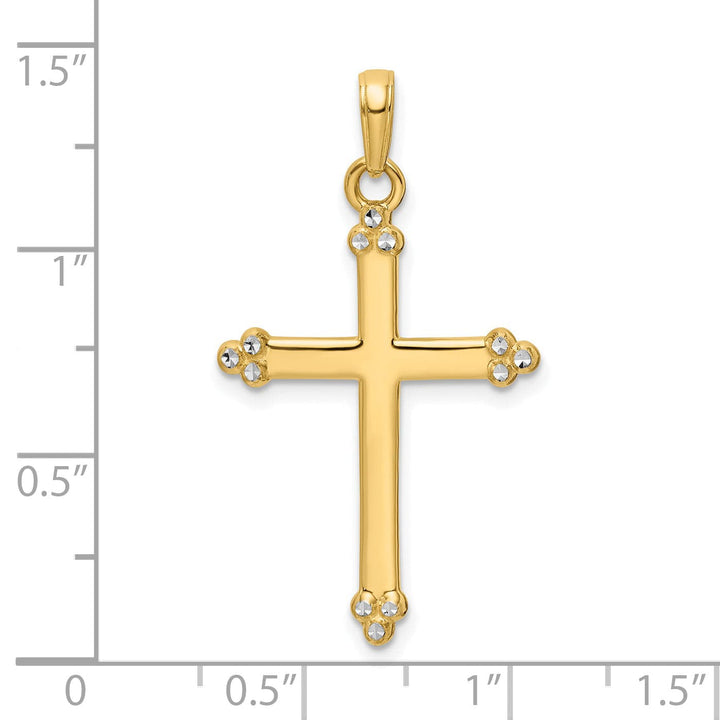 Lovely Rita's Pendants & Charms 14K Two Tone Gold Artistic Design Budded Cross Pendant