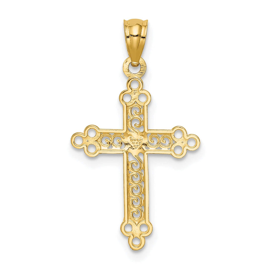 Lovely Rita's Pendants & Charms 14k Two Tone Gold Budded Cross Heart Center Pendant
