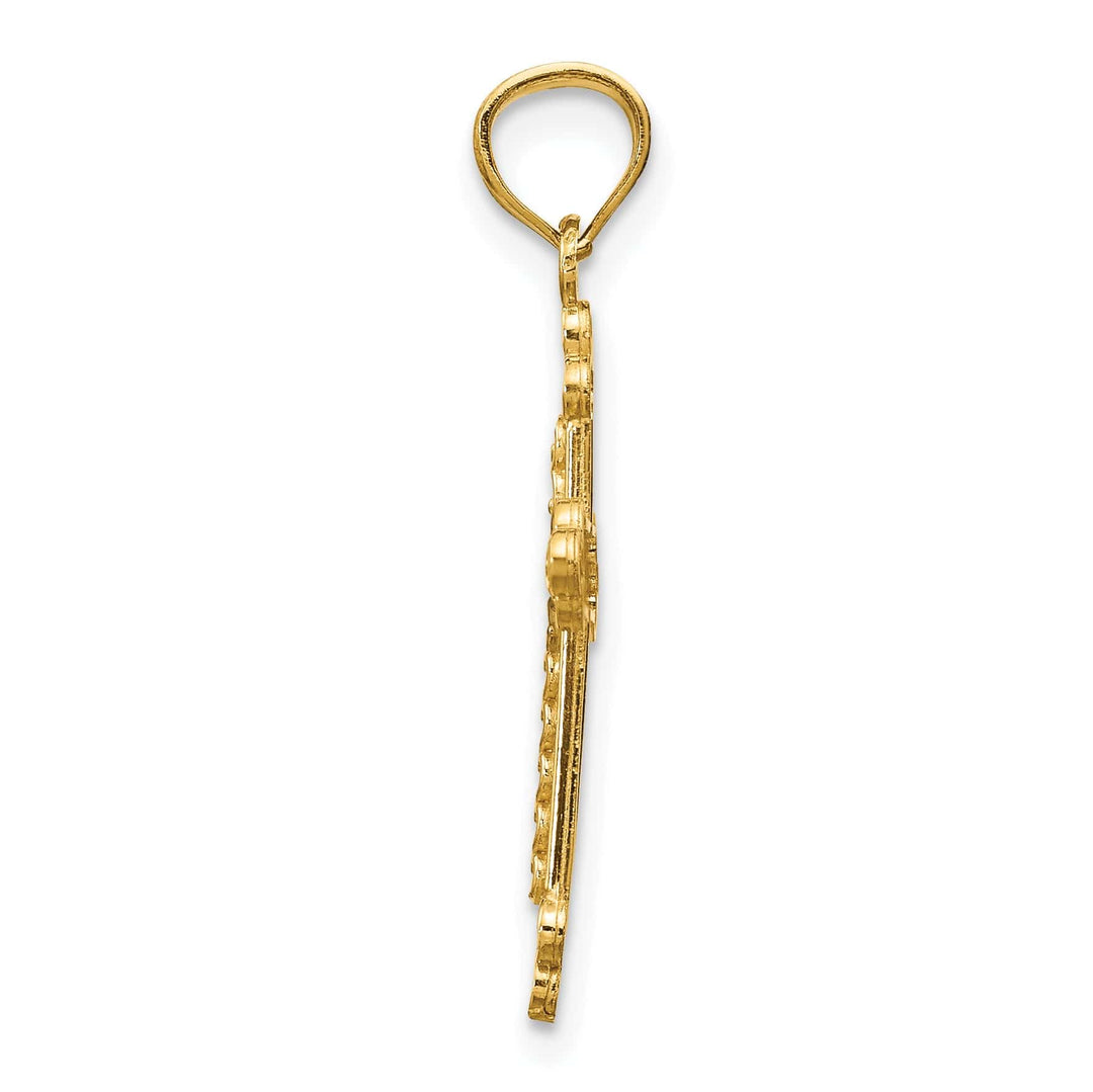 Lovely Rita's Pendants & Charms 14k Two Tone Gold Budded Cross Heart Center Pendant