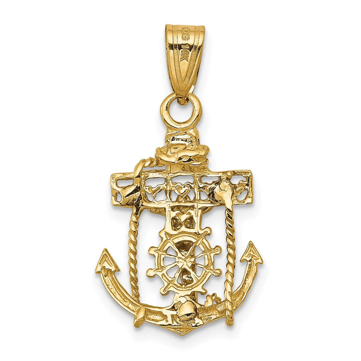 Lovely Rita's Pendants & Charms 14K Two Tone Gold Classic Mariner Cross Pendant