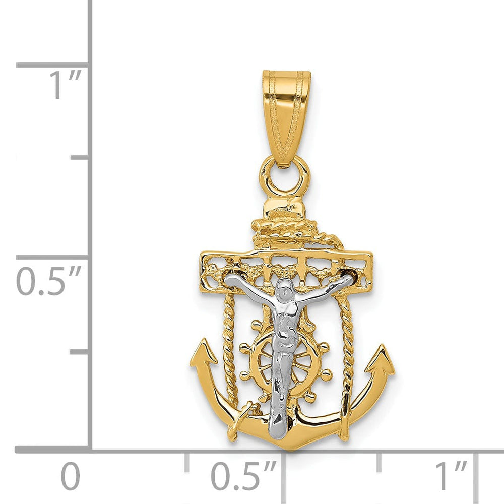 Lovely Rita's Pendants & Charms 14K Two Tone Gold Classic Mariner Cross Pendant
