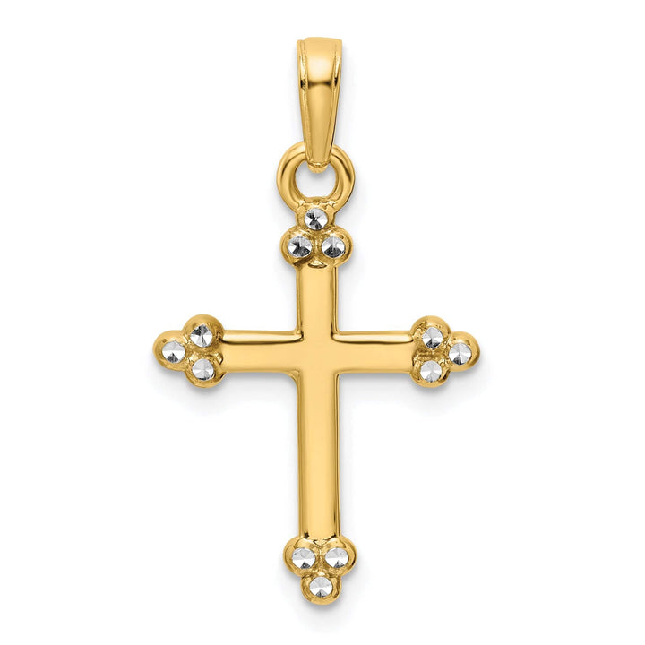 Lovely Rita's Pendants & Charms 14K Two Tone Gold D.C Budded Modern Cross Pendant