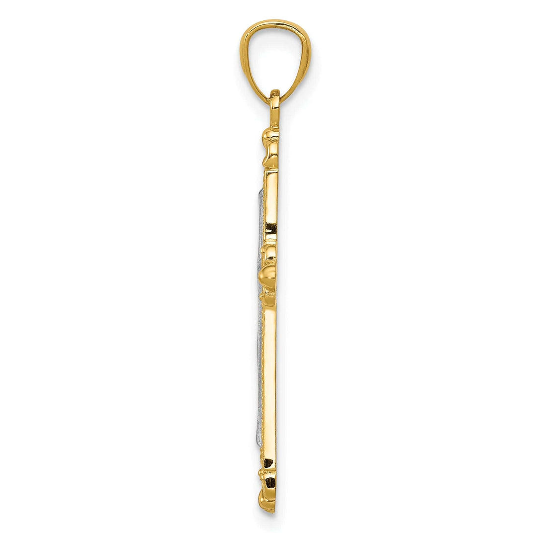 Lovely Rita's Pendants & Charms 14K Two Tone Gold D.C Fleur de Lis Cross Pendant