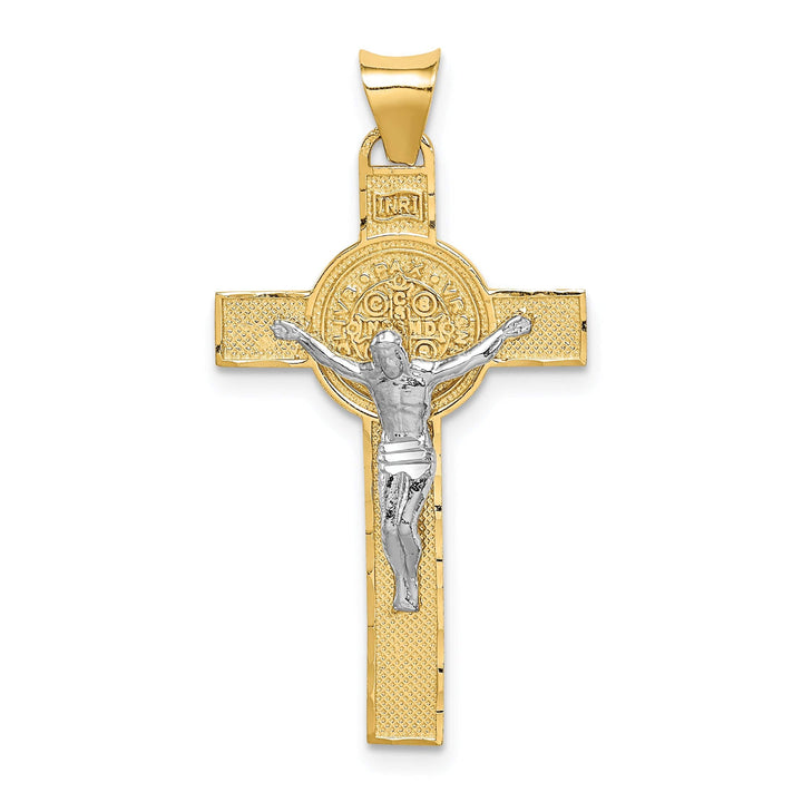 Lovely Rita's Pendants & Charms 14K Two-Tone Gold Elegant Iona St. Benedict Reversible Crucifix